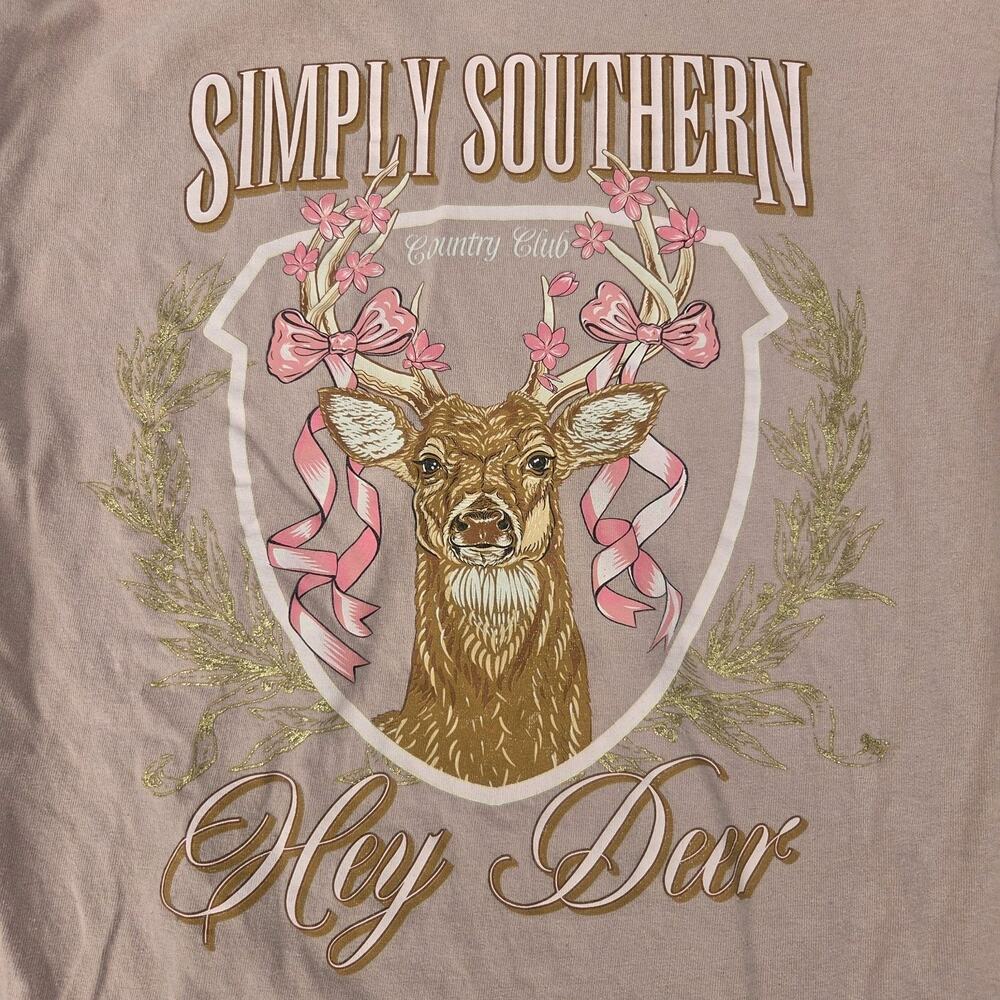 Simply Southern Women's Size Medium Pink T-Shirt Country Club Short Sleeve